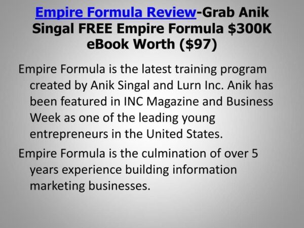 Anik Singal – Empire Formula 2020