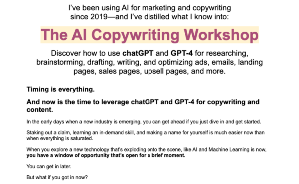 Sam Woods – The AI Copywriting Workshop